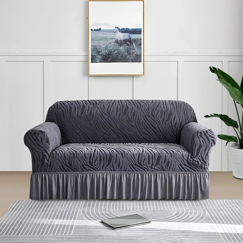 1 Piece Set Sea Wave Skirt Stretch Sofa Cover Non-slip Full Cover Dust Cover Bedroom Living Room Home Decoration 2/3/4 People